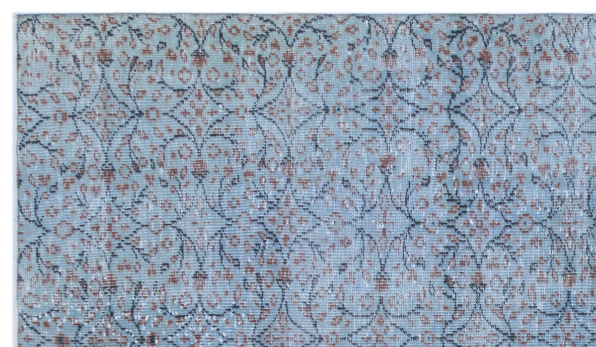 Blue Over Dyed Vintage Rug 5&#39;1&#39;&#39; x 8&#39;11&#39;&#39; ft 154 x 272 cm