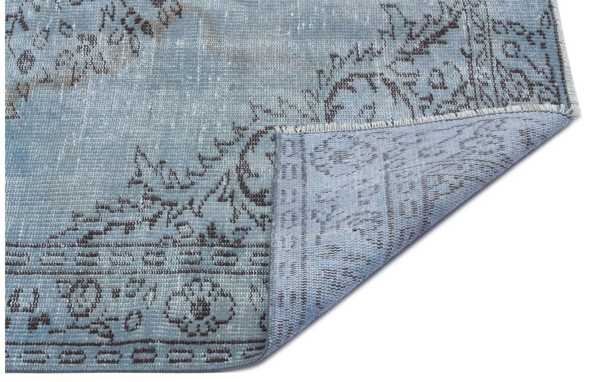 Traditional Design Stone Blue Over Dyed Vintage Rug 4&#39;10&#39;&#39; x 8&#39;3&#39;&#39; ft 147 x 251 cm