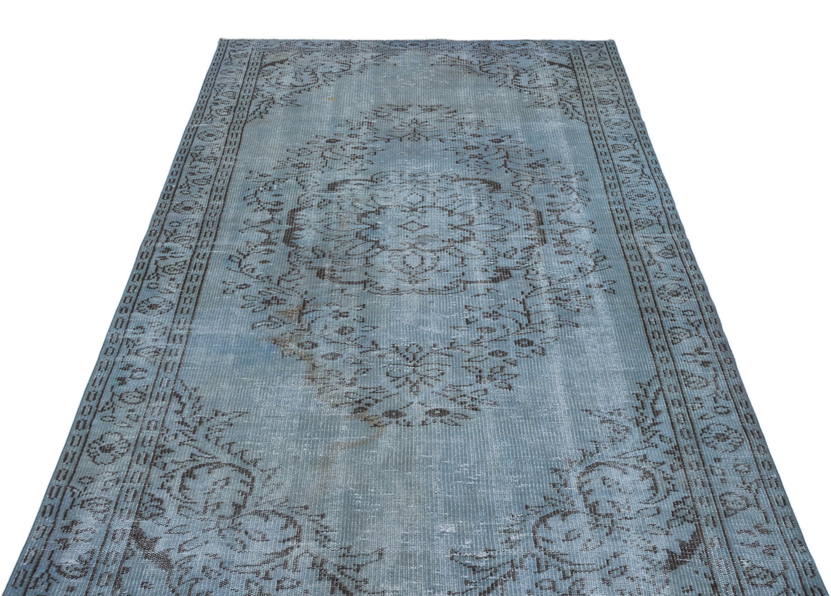 Blue Over Dyed Vintage Rug 4&#39;10&#39;&#39; x 8&#39;3&#39;&#39; ft 147 x 251 cm