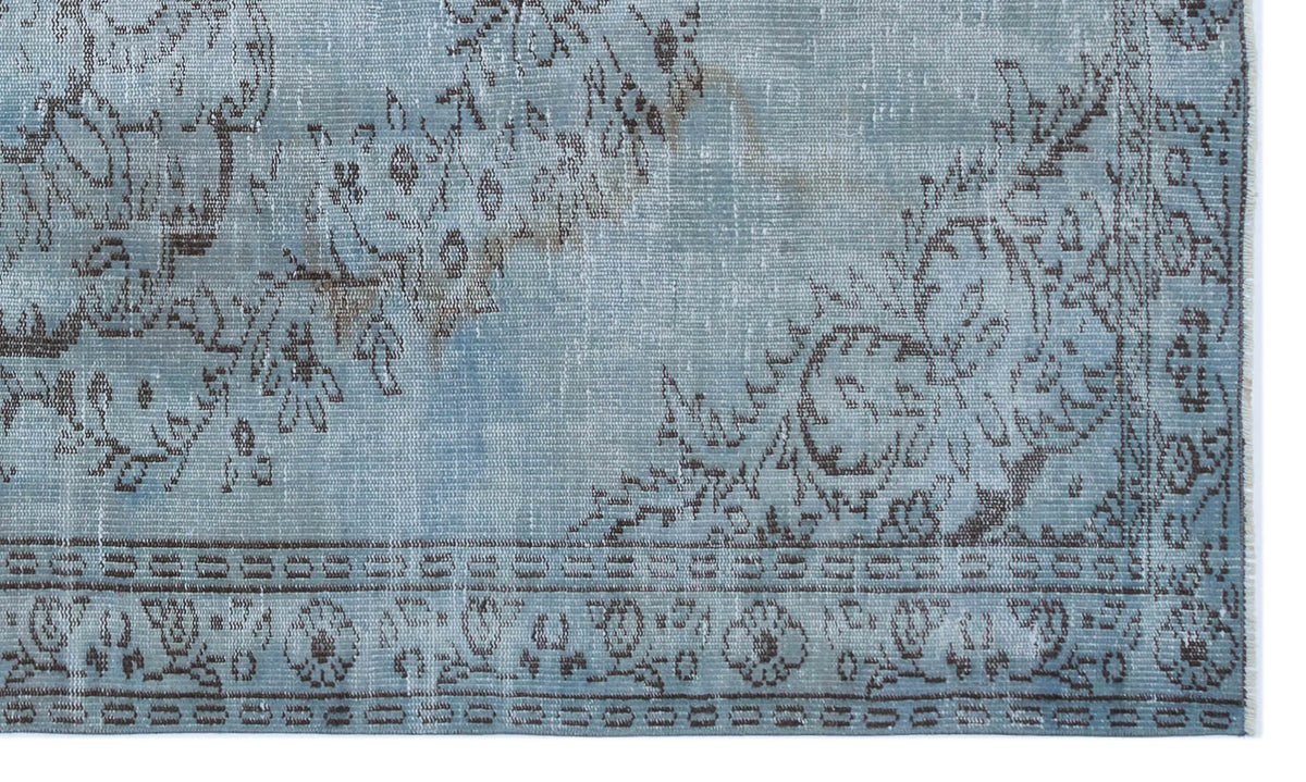 Blue Over Dyed Vintage Rug 4&#39;10&#39;&#39; x 8&#39;3&#39;&#39; ft 147 x 251 cm