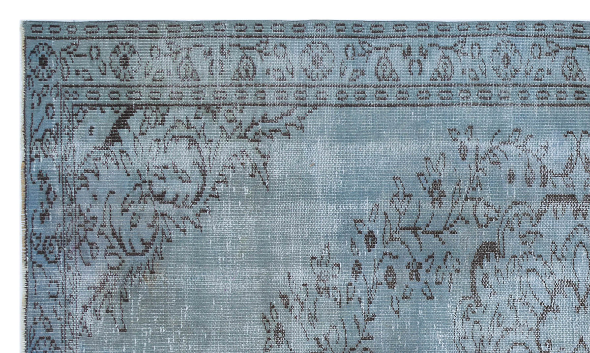 Blue Over Dyed Vintage Rug 4&#39;10&#39;&#39; x 8&#39;3&#39;&#39; ft 147 x 251 cm