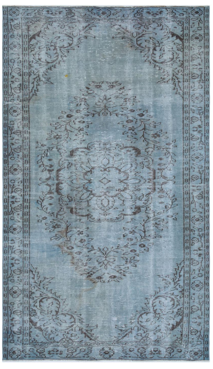 Traditional Design Stone Blue Over Dyed Vintage Rug 4&#39;10&#39;&#39; x 8&#39;3&#39;&#39; ft 147 x 251 cm