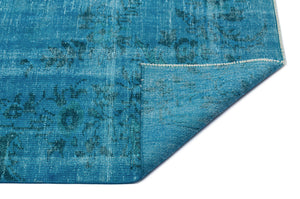Turquoise  Over Dyed Vintage Rug 5'11'' x 9'5'' ft 180 x 287 cm