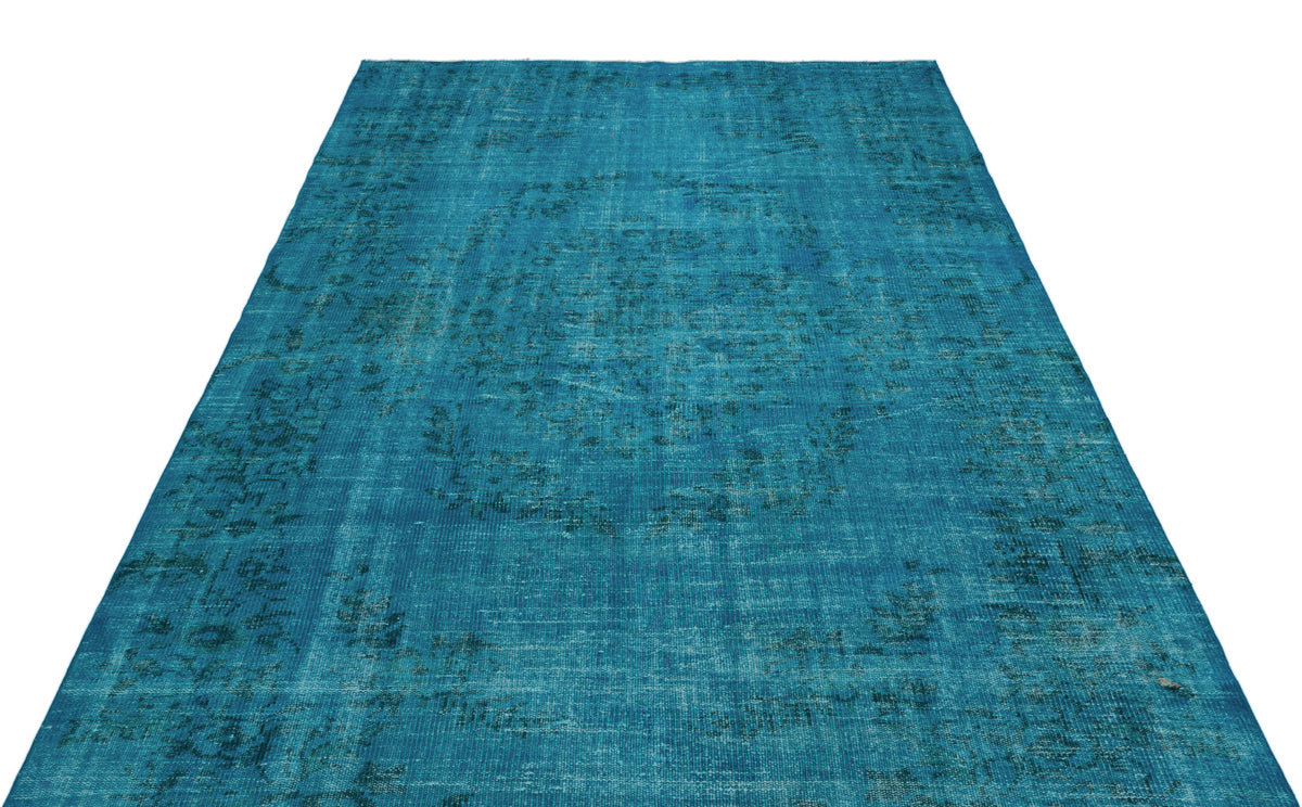 Turquoise  Over Dyed Vintage Rug 5&#39;11&#39;&#39; x 9&#39;5&#39;&#39; ft 180 x 287 cm