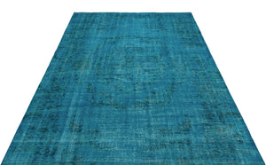 Turquoise  Over Dyed Vintage Rug 5'11'' x 9'5'' ft 180 x 287 cm