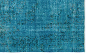 Turquoise  Over Dyed Vintage Rug 5'11'' x 9'5'' ft 180 x 287 cm