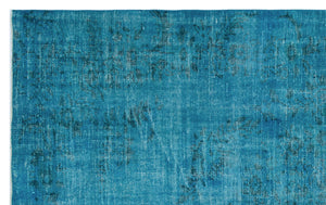 Turquoise  Over Dyed Vintage Rug 5'11'' x 9'5'' ft 180 x 287 cm