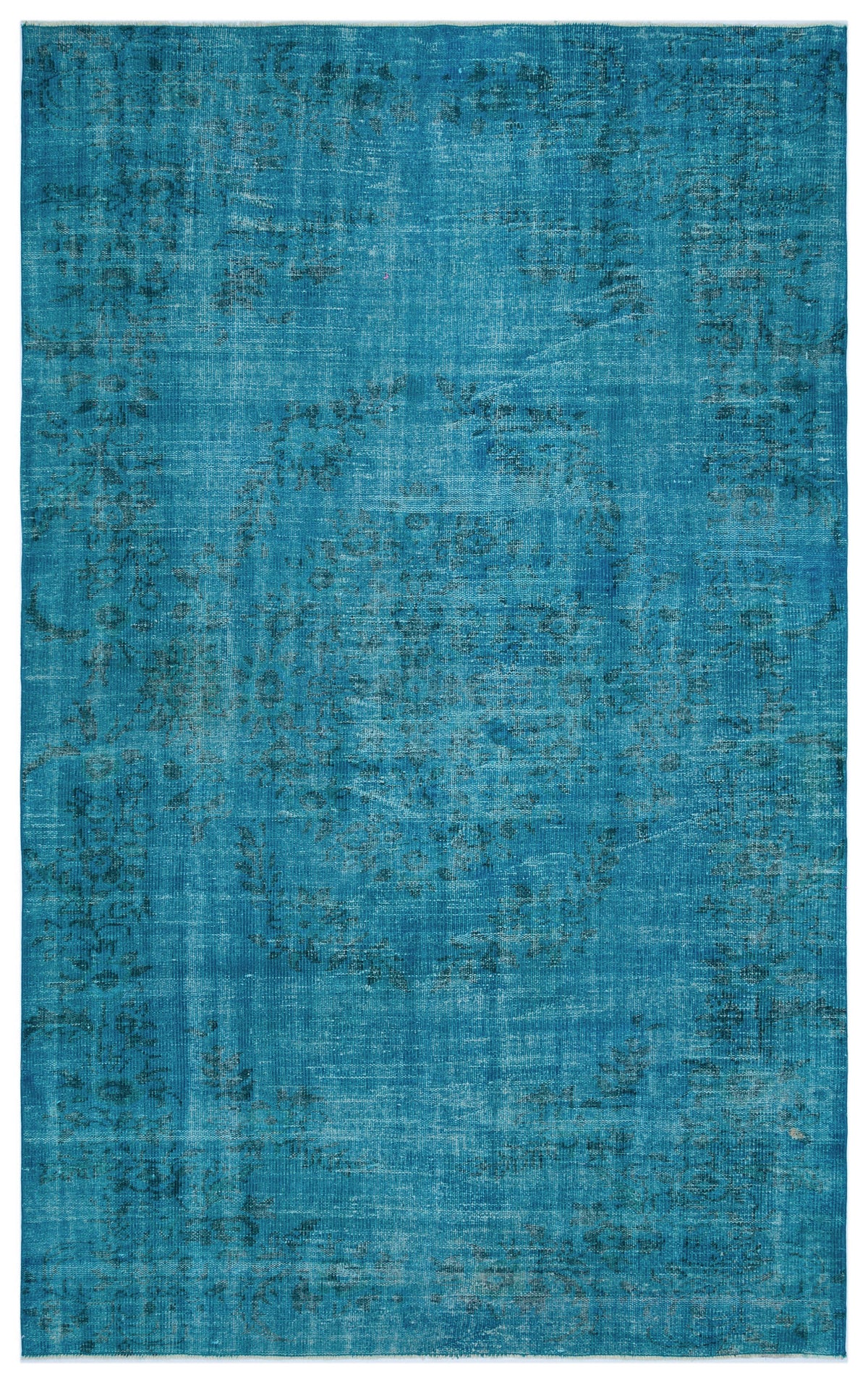 Turquoise  Over Dyed Vintage Rug 5&#39;11&#39;&#39; x 9&#39;5&#39;&#39; ft 180 x 287 cm