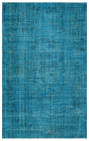 Turquoise  Over Dyed Vintage Rug 5'11'' x 9'5'' ft 180 x 287 cm
