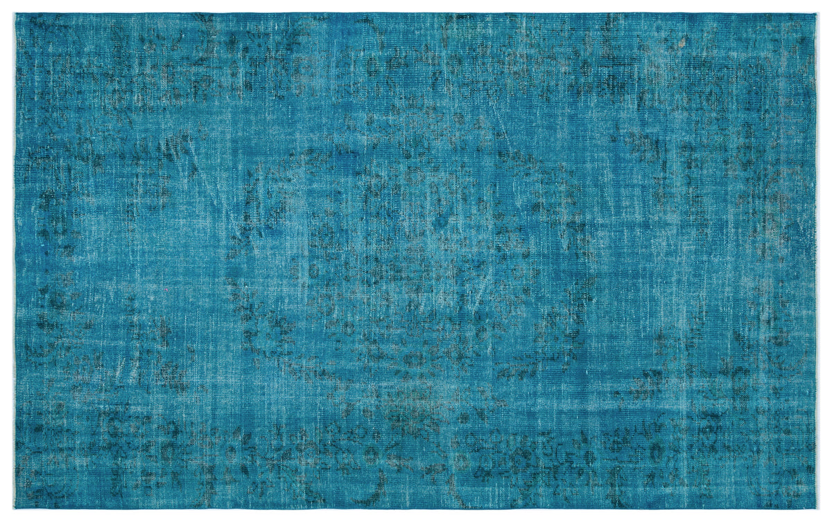 Turquoise  Over Dyed Vintage Rug 5&#39;11&#39;&#39; x 9&#39;5&#39;&#39; ft 180 x 287 cm