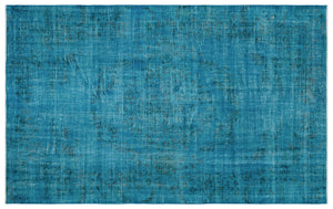 Turquoise  Over Dyed Vintage Rug 5'11'' x 9'5'' ft 180 x 287 cm