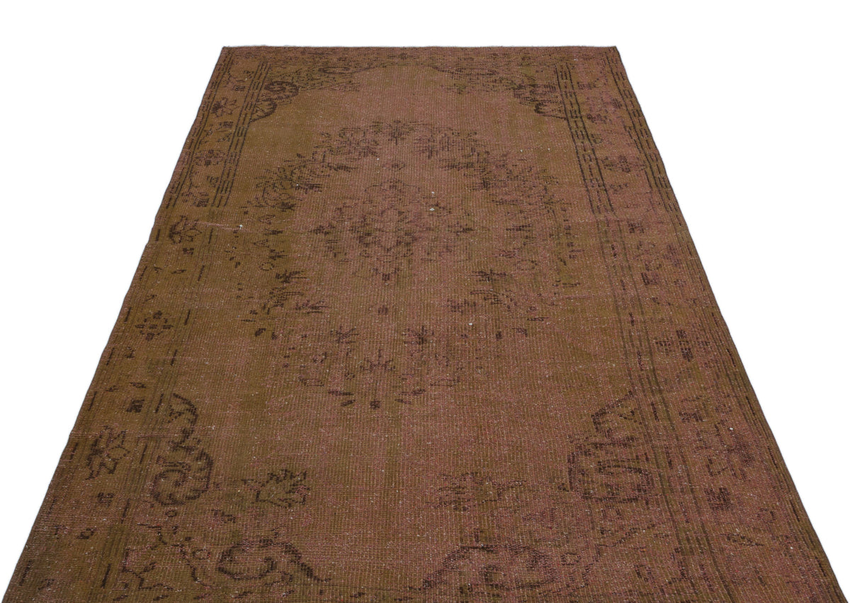 Brown Over Dyed Vintage Rug 5&#39;3&#39;&#39; x 8&#39;6&#39;&#39; ft 159 x 258 cm