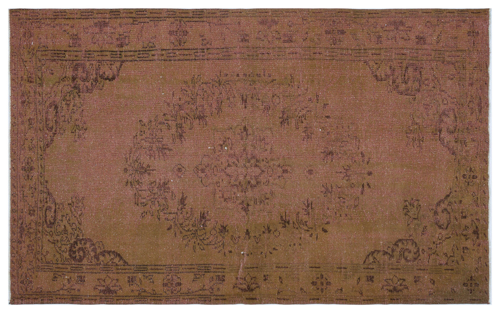 Brown Over Dyed Vintage Rug 5'3'' x 8'6'' ft 159 x 258 cm