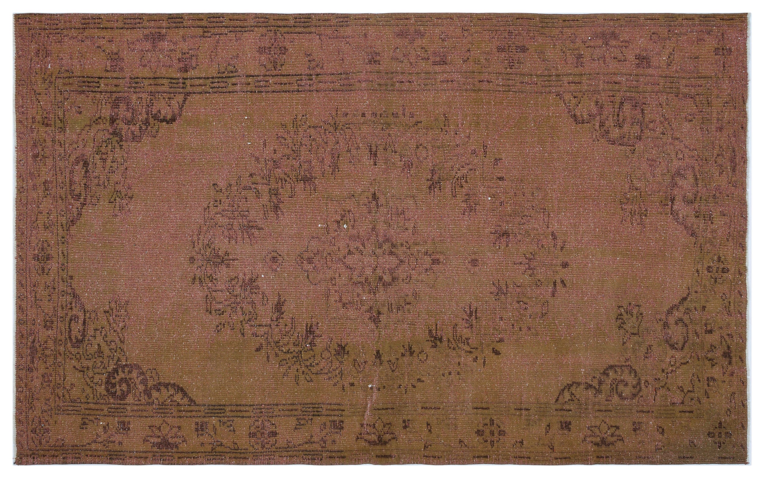Brown Over Dyed Vintage Rug 5'3'' x 8'6'' ft 159 x 258 cm