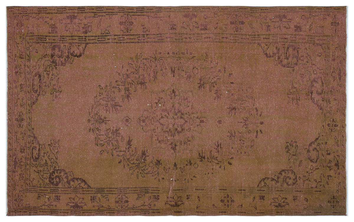 Brown Over Dyed Vintage Rug 5&#39;3&#39;&#39; x 8&#39;6&#39;&#39; ft 159 x 258 cm