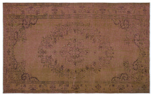 Brown Over Dyed Vintage Rug 5'3'' x 8'6'' ft 159 x 258 cm