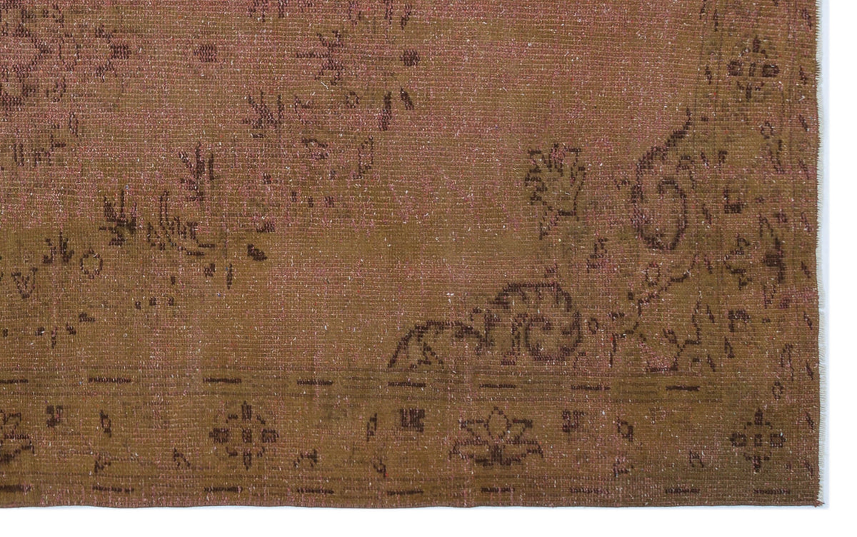 Brown Over Dyed Vintage Rug 5&#39;3&#39;&#39; x 8&#39;6&#39;&#39; ft 159 x 258 cm