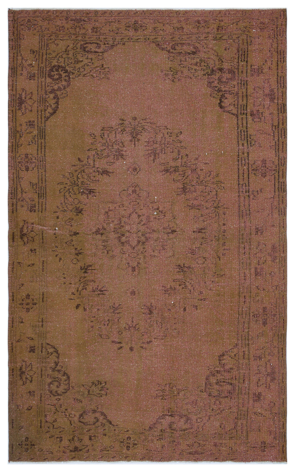 Brown Over Dyed Vintage Rug 5'3'' x 8'6'' ft 159 x 258 cm