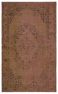 Brown Over Dyed Vintage Rug 5'3'' x 8'6'' ft 159 x 258 cm