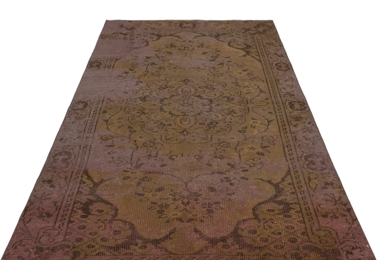 Brown Over Dyed Vintage Rug 5&#39;1&#39;&#39; x 8&#39;7&#39;&#39; ft 156 x 262 cm