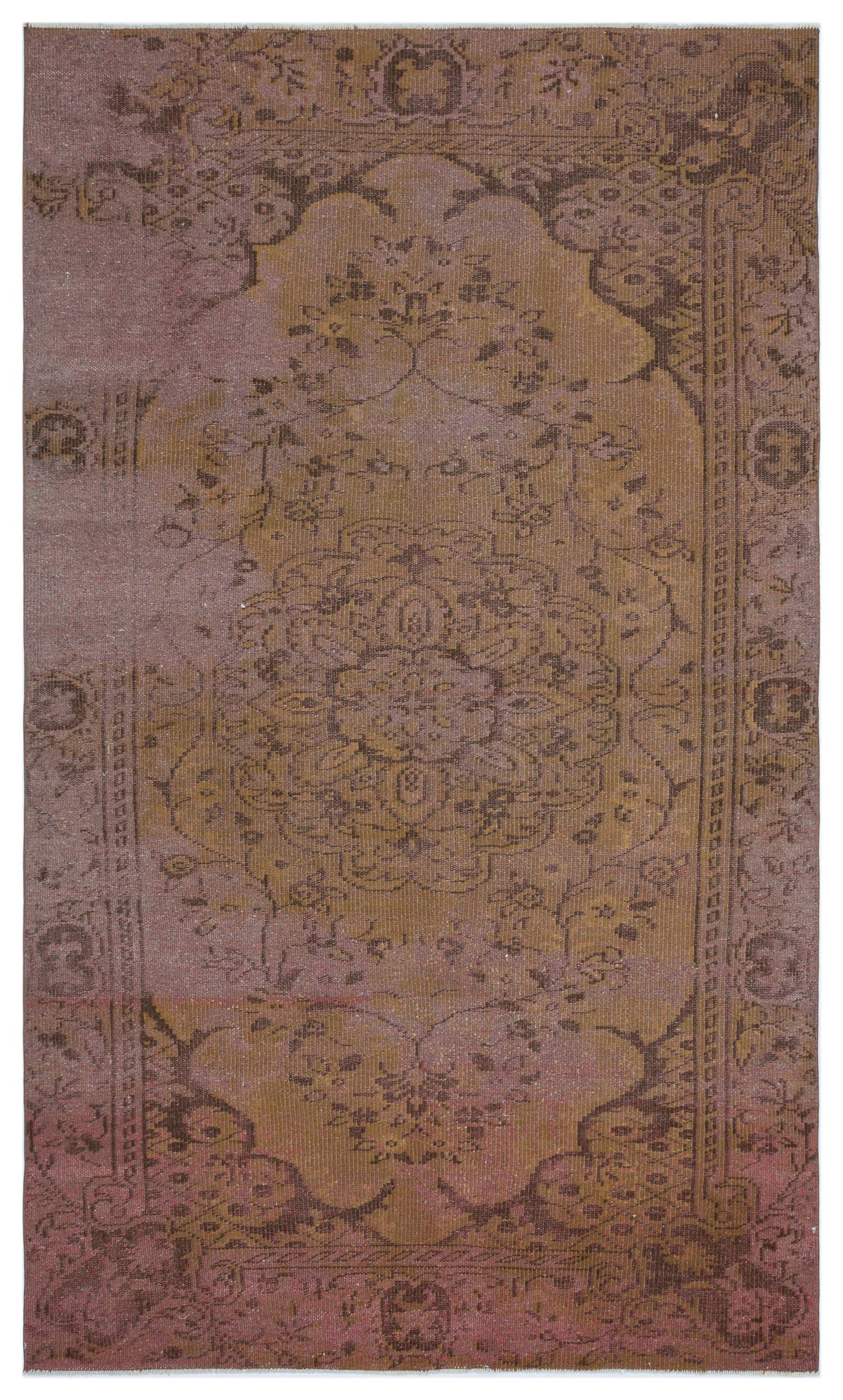 Brown Over Dyed Vintage Rug 5&#39;1&#39;&#39; x 8&#39;7&#39;&#39; ft 156 x 262 cm