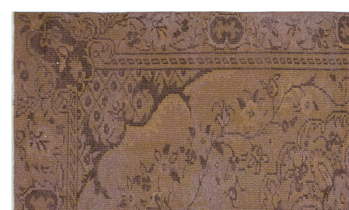 Brown Over Dyed Vintage Rug 5&#39;1&#39;&#39; x 8&#39;7&#39;&#39; ft 156 x 262 cm