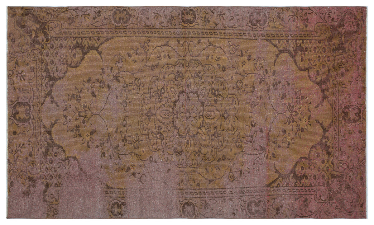 Brown Over Dyed Vintage Rug 5&#39;1&#39;&#39; x 8&#39;7&#39;&#39; ft 156 x 262 cm