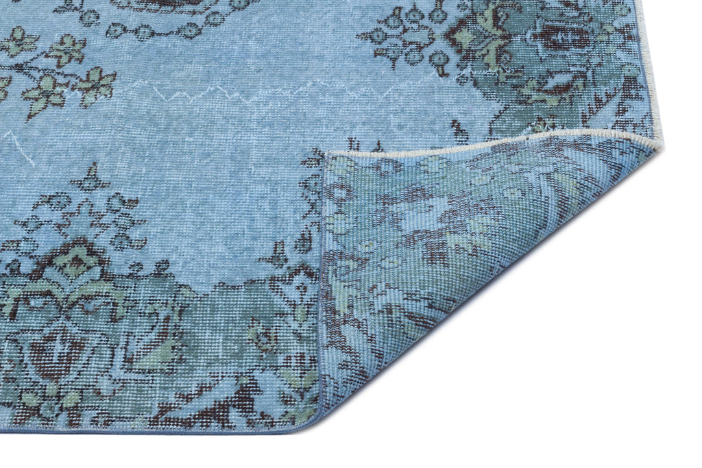 Blue Over Dyed Vintage Rug 5'5'' x 9'2'' ft 165 x 279 cm