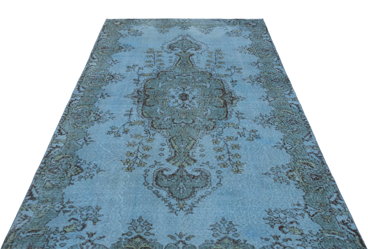 Blue Over Dyed Vintage Rug 5&#39;5&#39;&#39; x 9&#39;2&#39;&#39; ft 165 x 279 cm