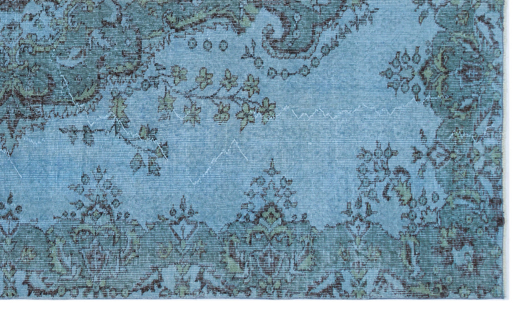 Blue Over Dyed Vintage Rug 5'5'' x 9'2'' ft 165 x 279 cm
