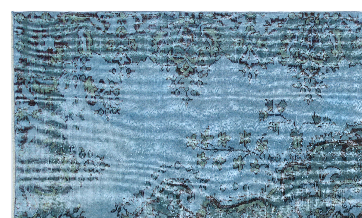 Blue Over Dyed Vintage Rug 5&#39;5&#39;&#39; x 9&#39;2&#39;&#39; ft 165 x 279 cm