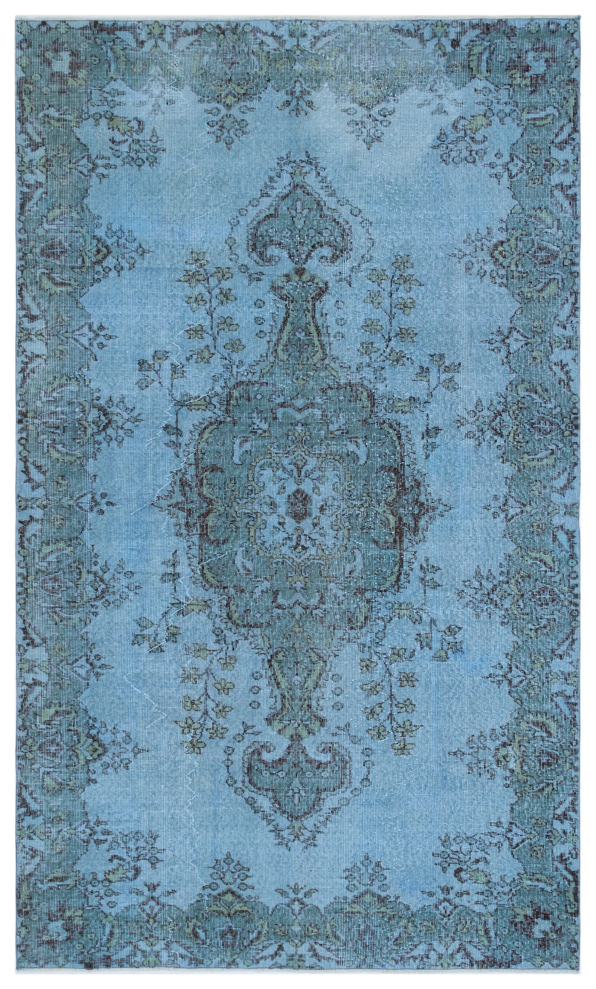 Blue Over Dyed Vintage Rug 5&#39;5&#39;&#39; x 9&#39;2&#39;&#39; ft 165 x 279 cm