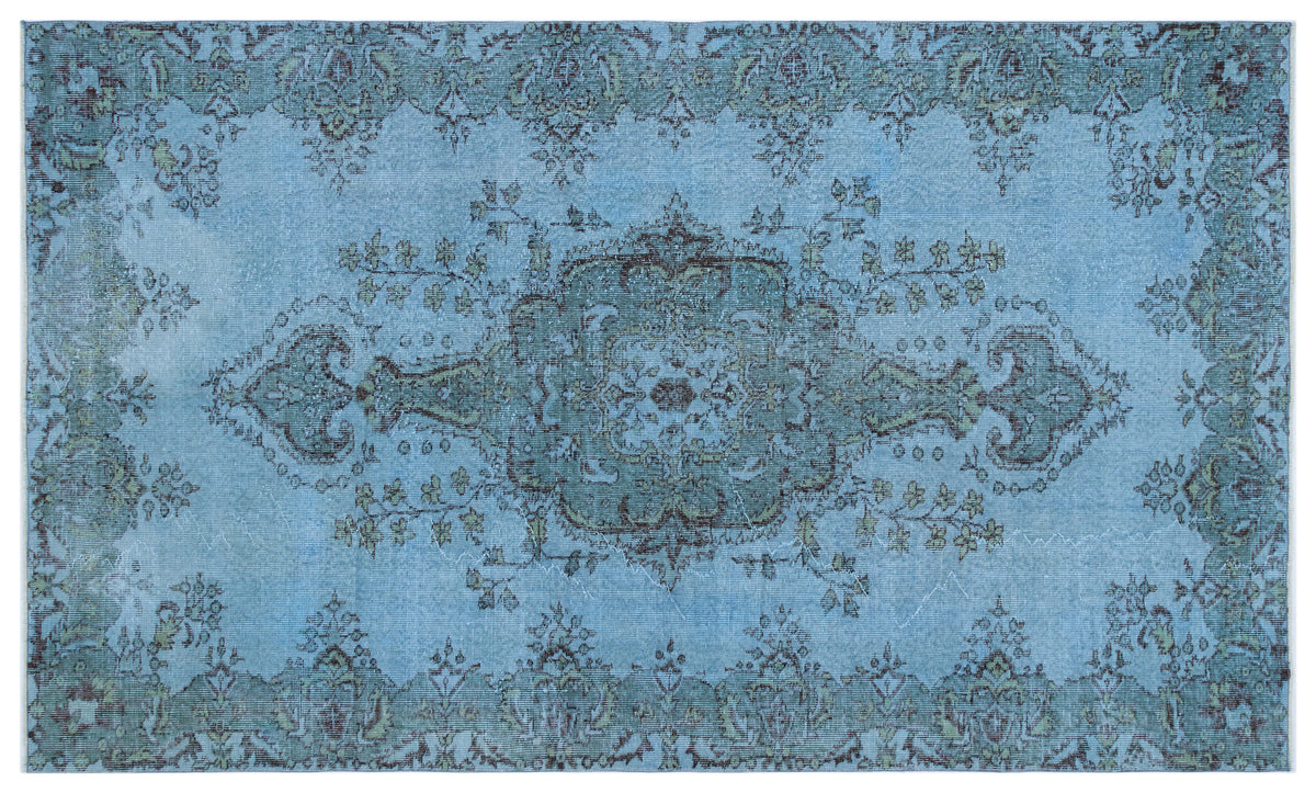 Blue Over Dyed Vintage Rug 5&#39;5&#39;&#39; x 9&#39;2&#39;&#39; ft 165 x 279 cm