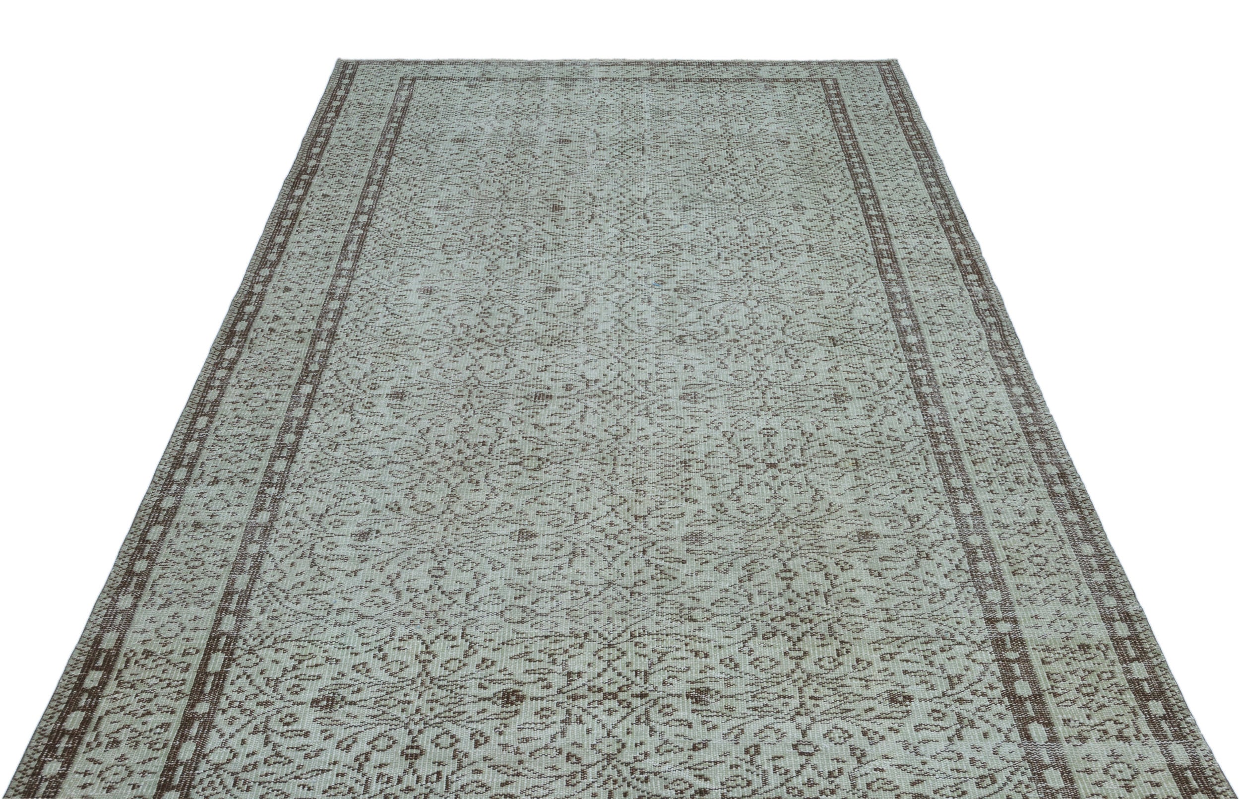 Gray Over Dyed Vintage Rug 5'8'' x 9'0'' ft 173 x 275 cm