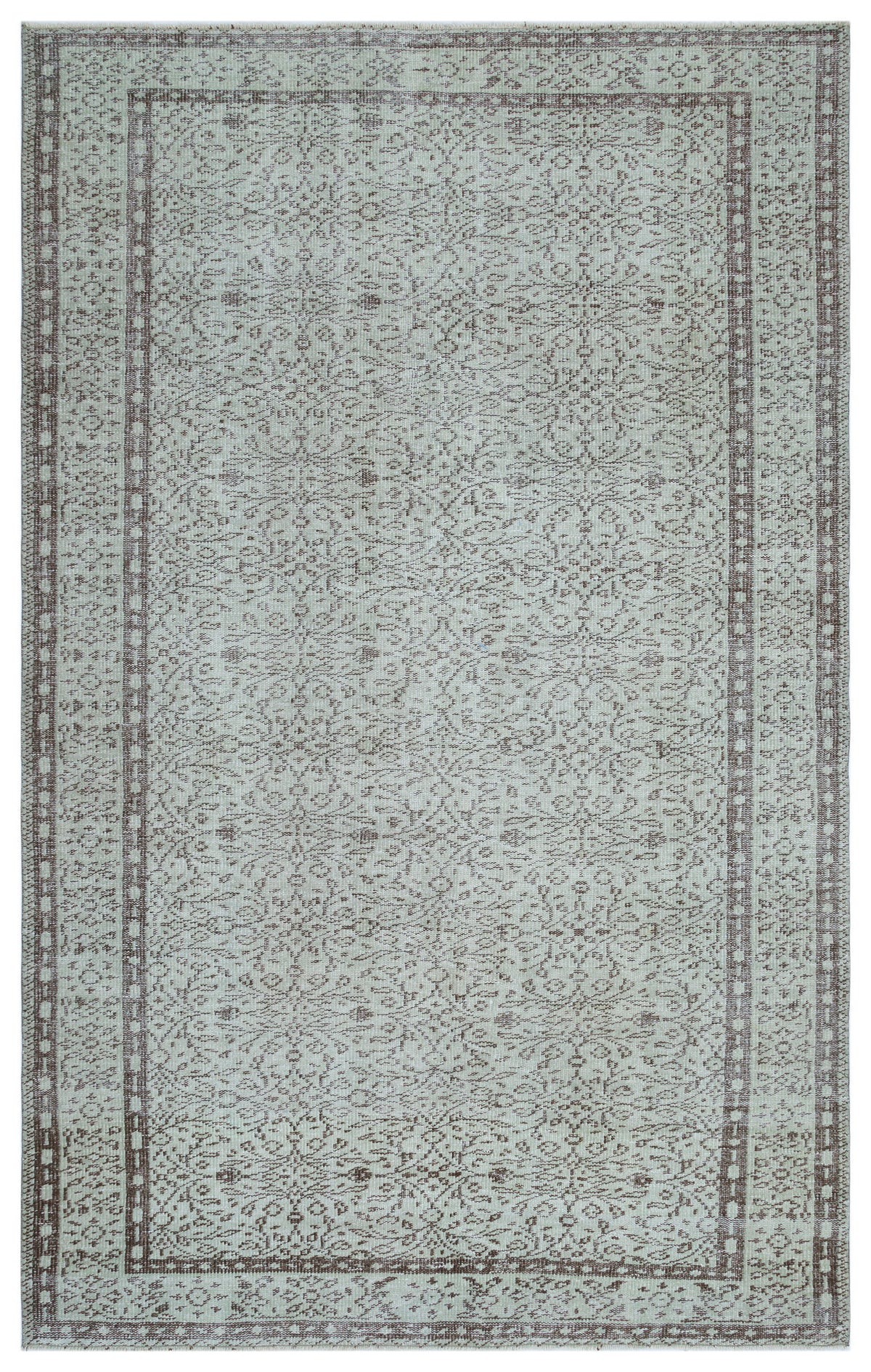 Gray Over Dyed Vintage Rug 5&#39;8&#39;&#39; x 9&#39;0&#39;&#39; ft 173 x 275 cm