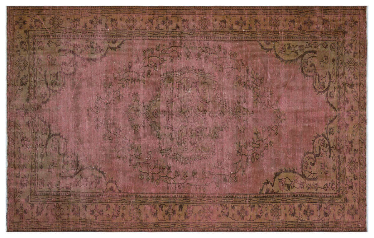 Brown Over Dyed Vintage Rug 5&#39;8&#39;&#39; x 9&#39;1&#39;&#39; ft 173 x 276 cm