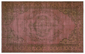 Brown Over Dyed Vintage Rug 5'8'' x 9'1'' ft 173 x 276 cm