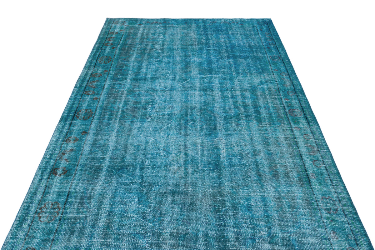 Turquoise  Over Dyed Vintage Rug 5&#39;8&#39;&#39; x 9&#39;10&#39;&#39; ft 172 x 300 cm