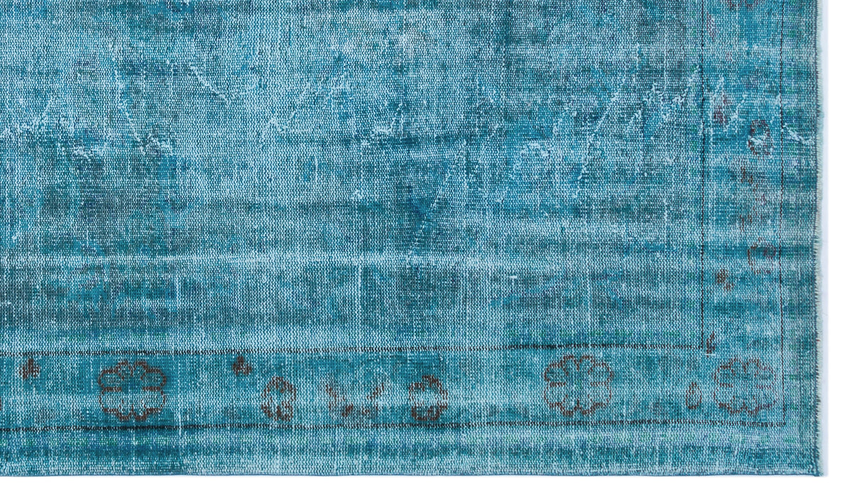 Turquoise  Over Dyed Vintage Rug 5&#39;8&#39;&#39; x 9&#39;10&#39;&#39; ft 172 x 300 cm