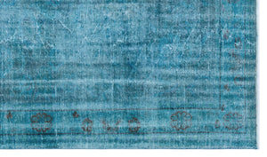 Turquoise  Over Dyed Vintage Rug 5'8'' x 9'10'' ft 172 x 300 cm
