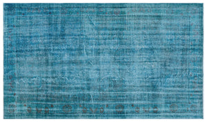 Turquoise  Over Dyed Vintage Rug 5'8'' x 9'10'' ft 172 x 300 cm