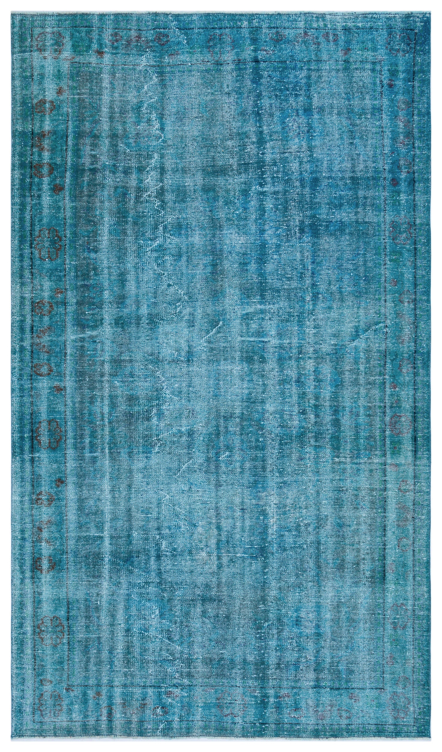 Turquoise  Over Dyed Vintage Rug 5'8'' x 9'10'' ft 172 x 300 cm
