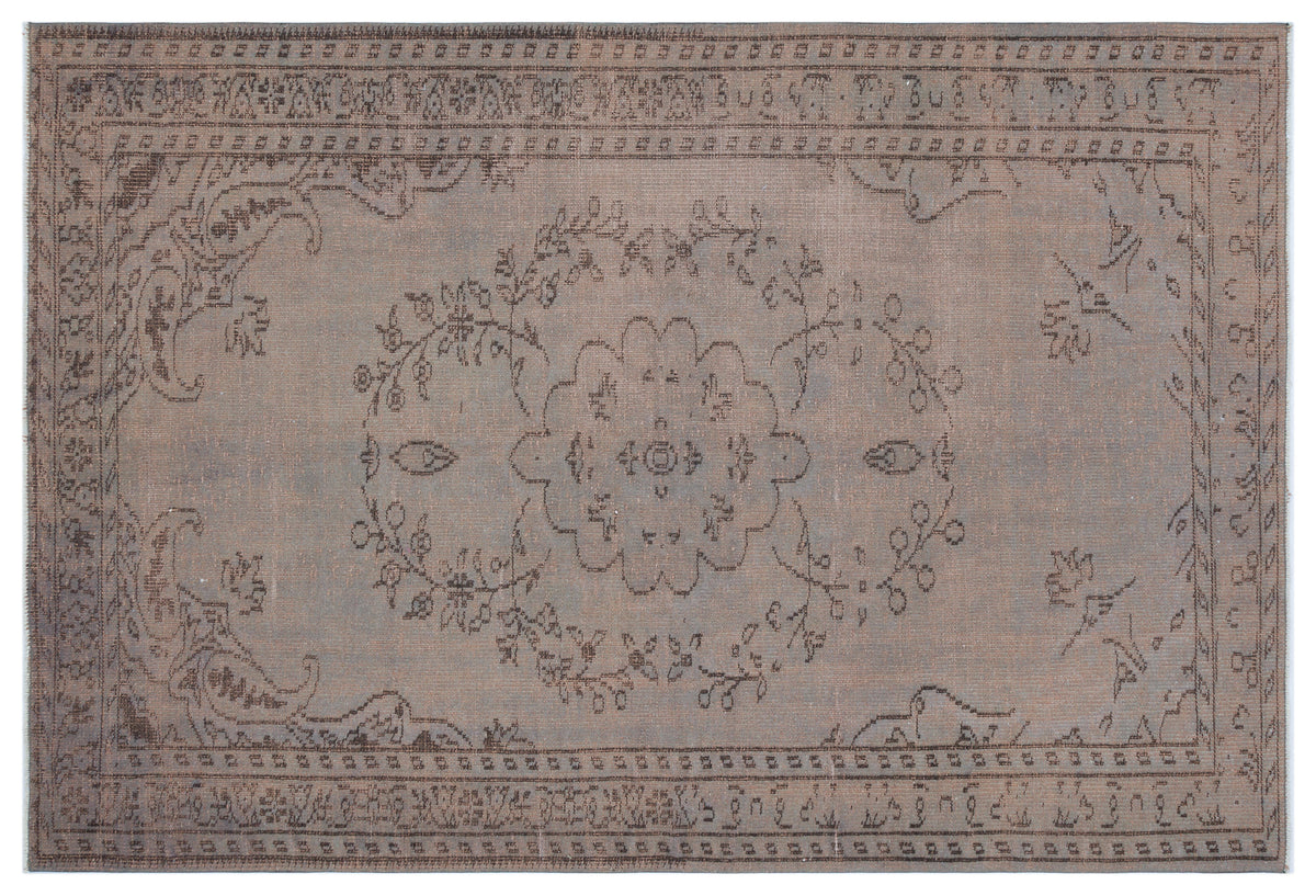 Gray Over Dyed Vintage Rug 5&#39;7&#39;&#39; x 8&#39;2&#39;&#39; ft 169 x 248 cm