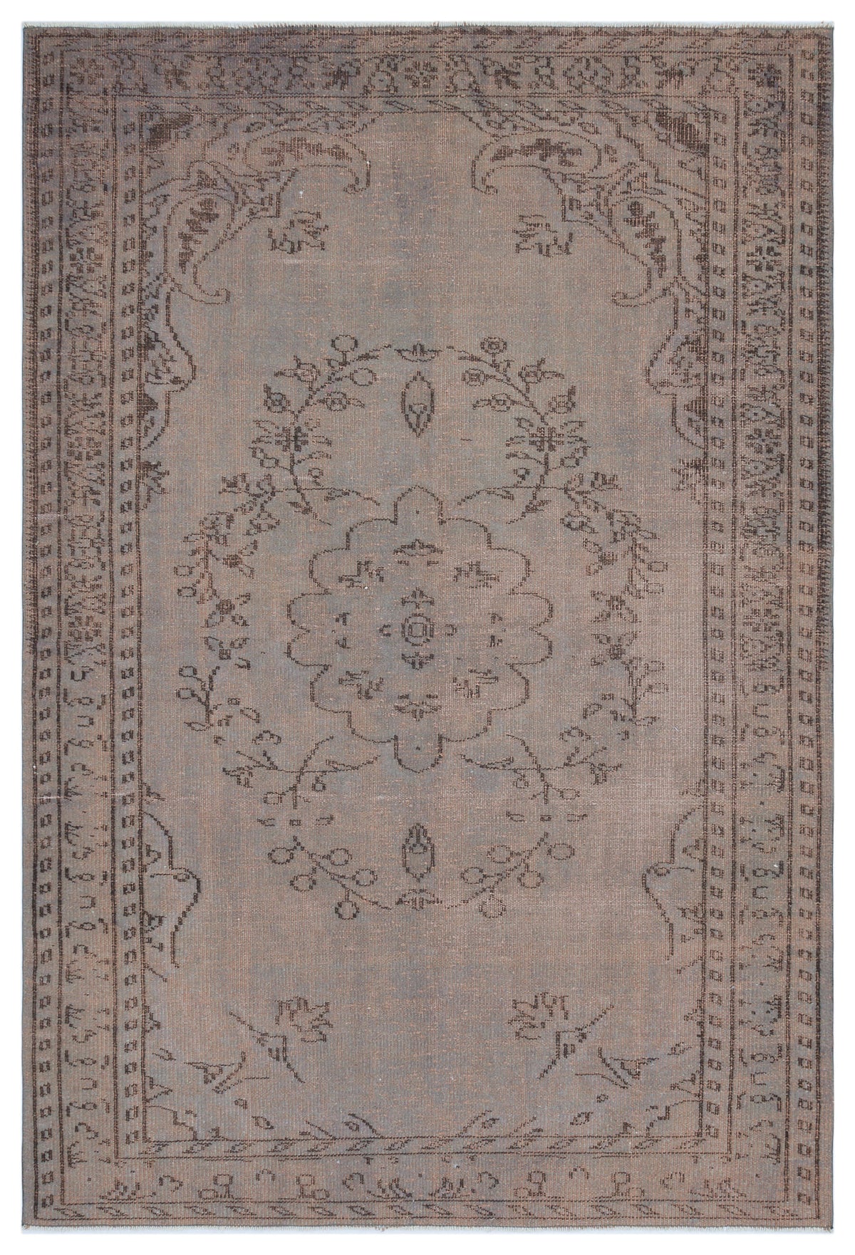 Gray Over Dyed Vintage Rug 5&#39;7&#39;&#39; x 8&#39;2&#39;&#39; ft 169 x 248 cm