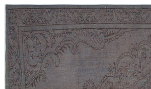 Gray Over Dyed Vintage Rug 5'7'' x 9'8'' ft 170 x 294 cm