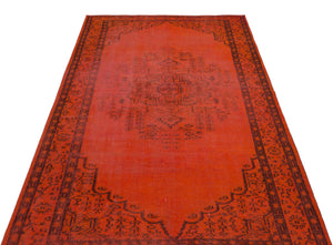 Orange Over Dyed Vintage Rug 5'0'' x 8'11'' ft 153 x 271 cm