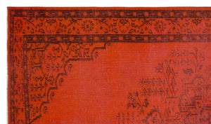 Orange Over Dyed Vintage Rug 5'0'' x 8'11'' ft 153 x 271 cm