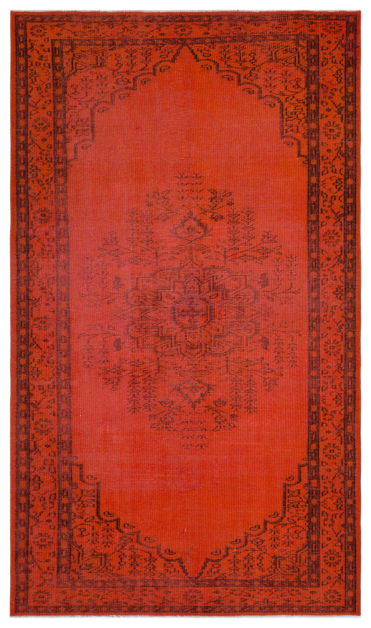 Orange Over Dyed Vintage Rug 5&#39;0&#39;&#39; x 8&#39;11&#39;&#39; ft 153 x 271 cm