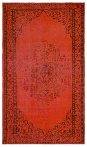 Orange Over Dyed Vintage Rug 5'0'' x 8'11'' ft 153 x 271 cm