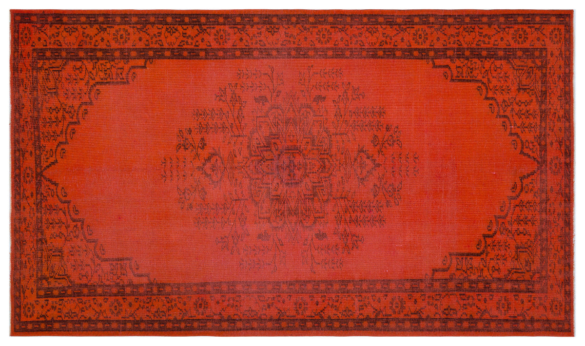 Orange Over Dyed Vintage Rug 5&#39;0&#39;&#39; x 8&#39;11&#39;&#39; ft 153 x 271 cm